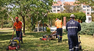 Çankaya Parklarında Çimler Biçiliyor, Otlar Temizleniyor